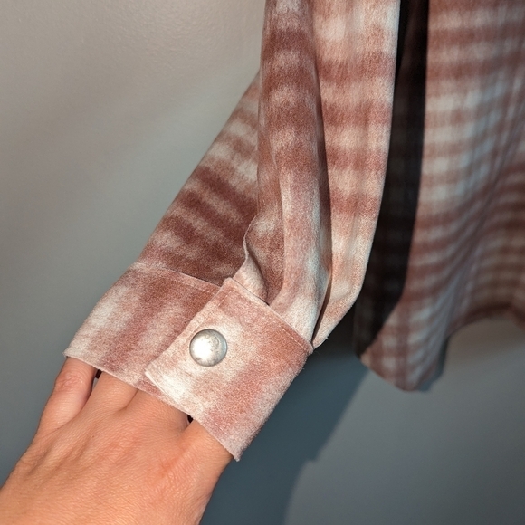 ZARA Cream & Beige Plaid Oversized Contemporary Casual Shaket Shirt Size Small - Picture 5 of 12